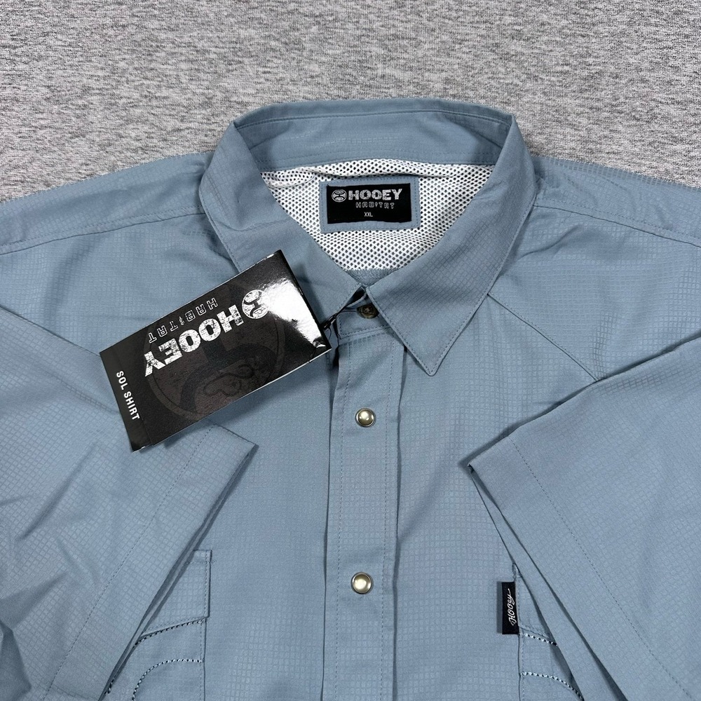 Hooey Habitat Shirt Mens XXL Blue Sol Pearl Snap Short Sleeve Outdoor Western